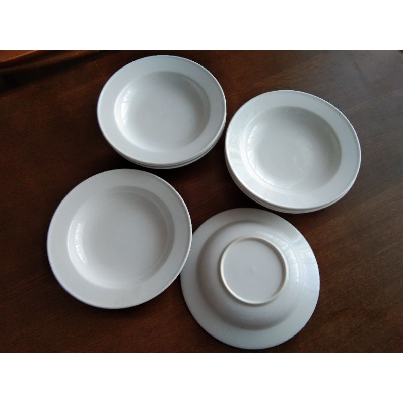 8pcs White Round Dinner Plate Soup Plate Salad Plate Pasta Plate