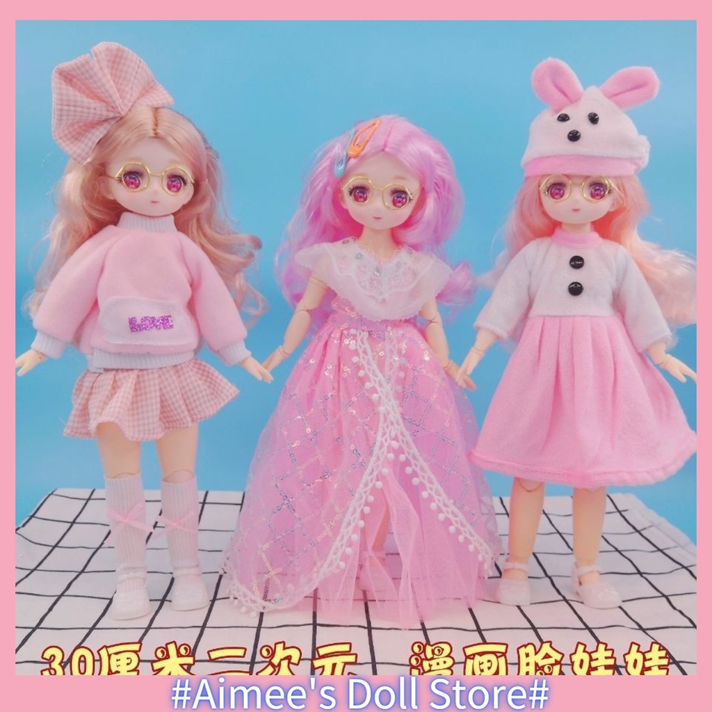 New 30CM Doll 21 Movable Joints 1/6 BJD Makeup Dress Up Cute Color ...