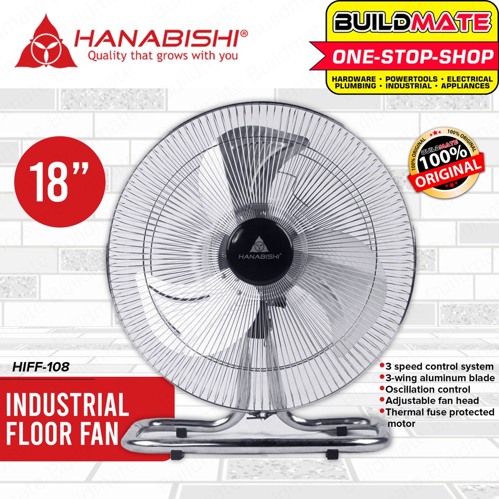 BUILDMATE Hanabishi Industrial Floor Fan 75W 18" Inch Floor Fan Desk