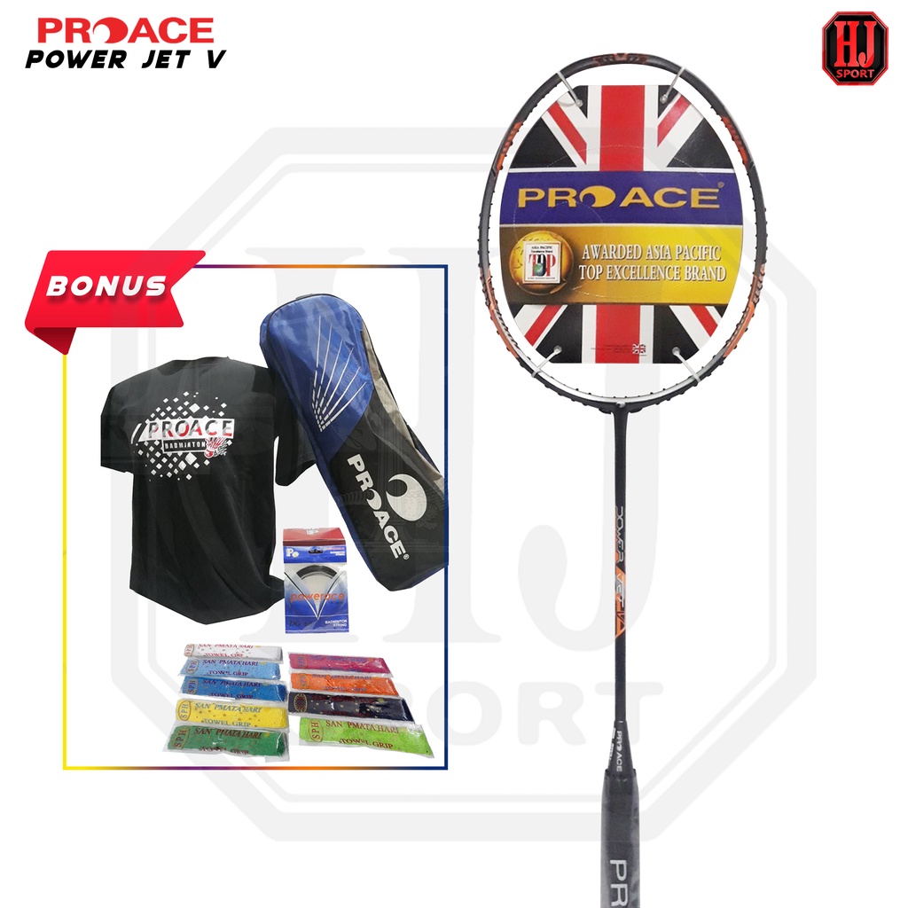 Original Pro Ace Power Jet V Badminton Racket Complete Bonus | Shopee ...