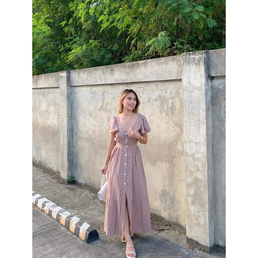 HELENA CHALLIS COTTON SEXY BACK V-NECK MAXI DRESS CASUAL FORMAL SUMMER BOHO  WEDDING ENTOURAGE PRENUP