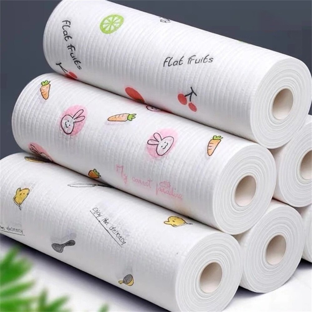 50Pcs/Roll Lazy Rag Non-Oily Kitchen Paper Washable Wet and Dry ...