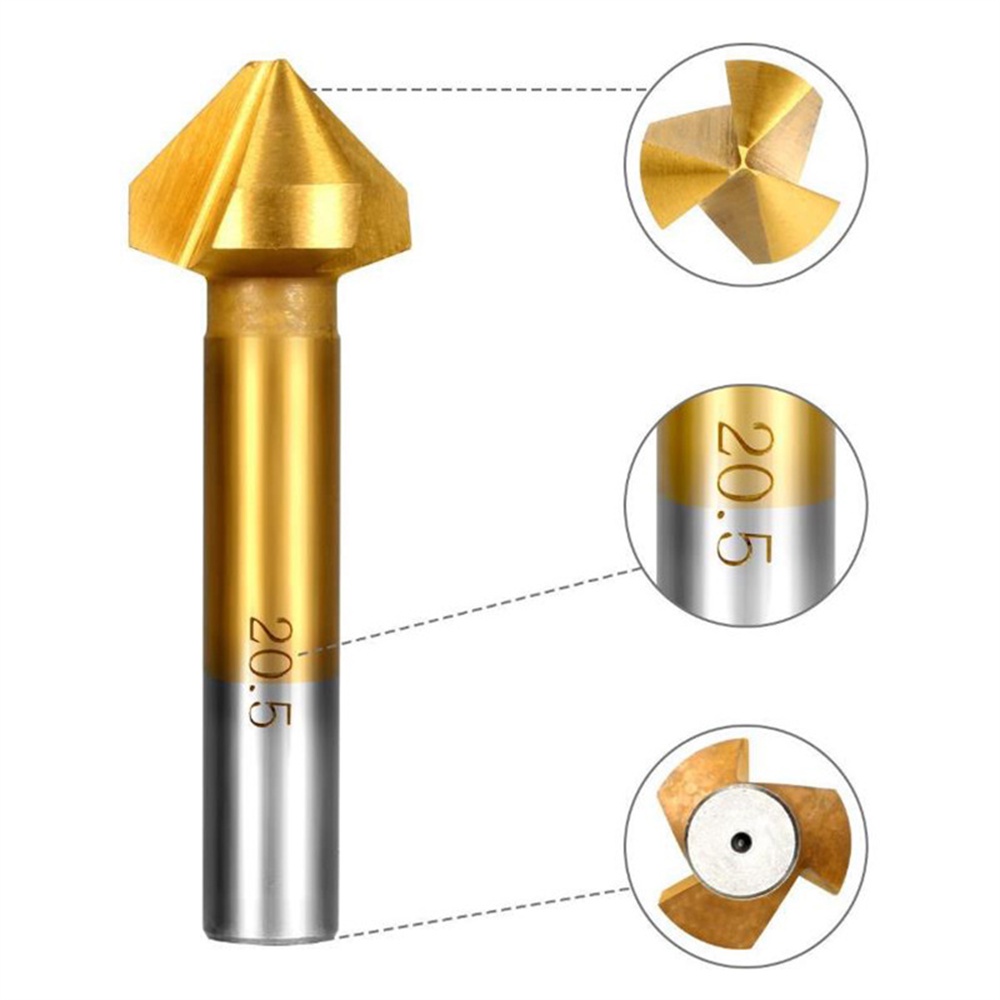 6pcs 3 Flute 90 Degree Hss Chamfer Cutter Chamfering Drilling End Mill ...