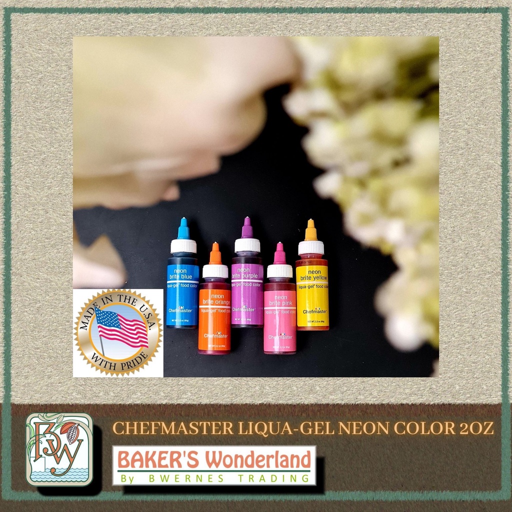 Chefmaster LIQUA GEL Neon Colors 65g (Neon Pink, Neon Blue, Neon Purple