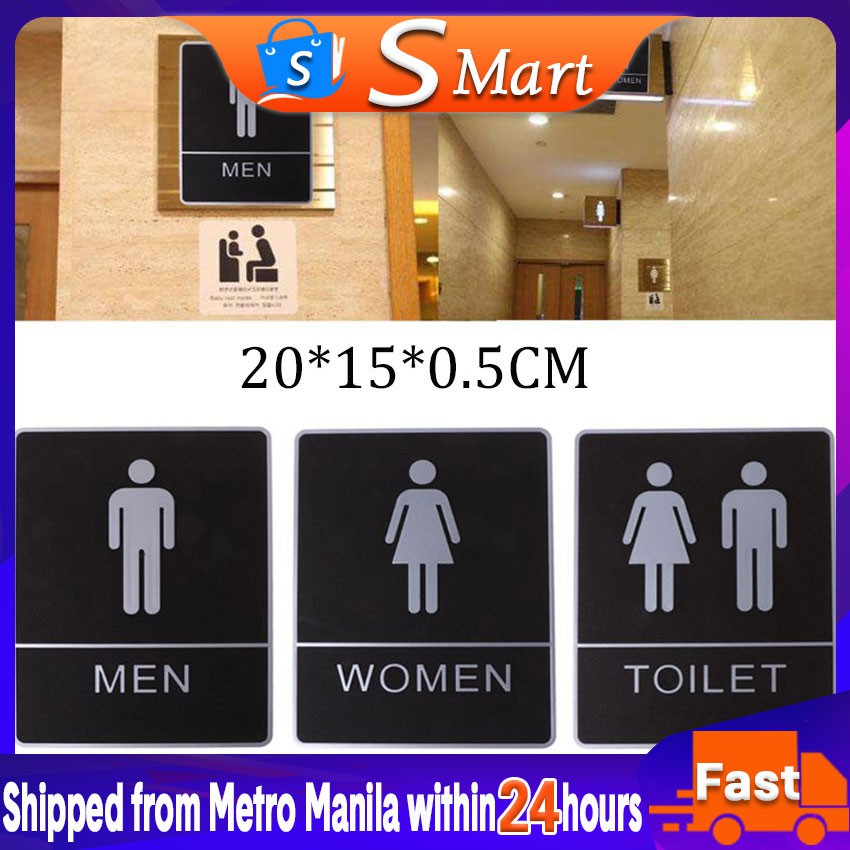 Bathroom Sticker Bathroom Sign Back Adhesive Toilet Sign WC Sign Wall ...