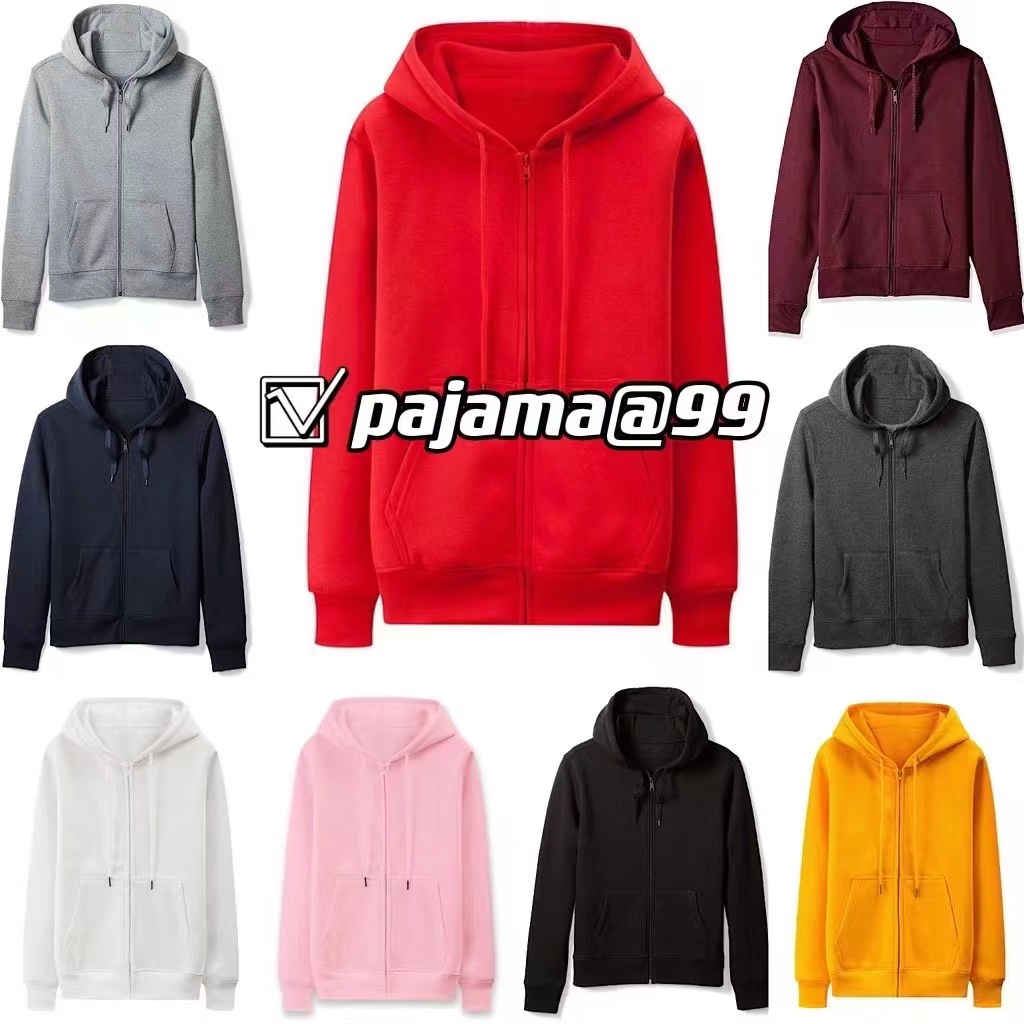 Cod Plain Hoodie Jacket With Zipper Unisex 10 Colors high quality