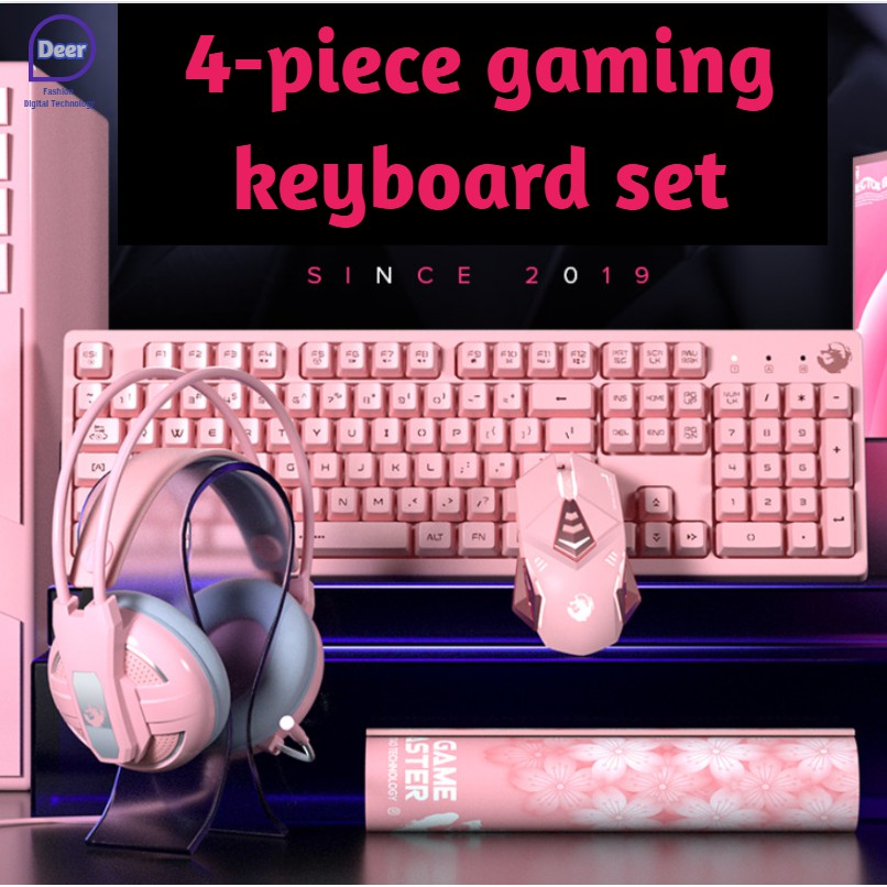 Pink keyboard girl cute mechanical computer notebook game typing lol ...