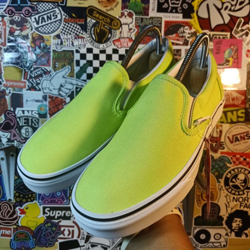 Sharp green store slip on vans