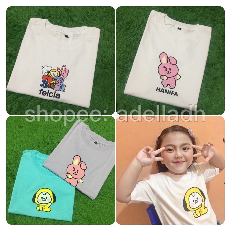 Children'S Clothing 3-11 Years Custom Name Picture Bt21 / Bts / Kids Shirt  | Shopee Philippines