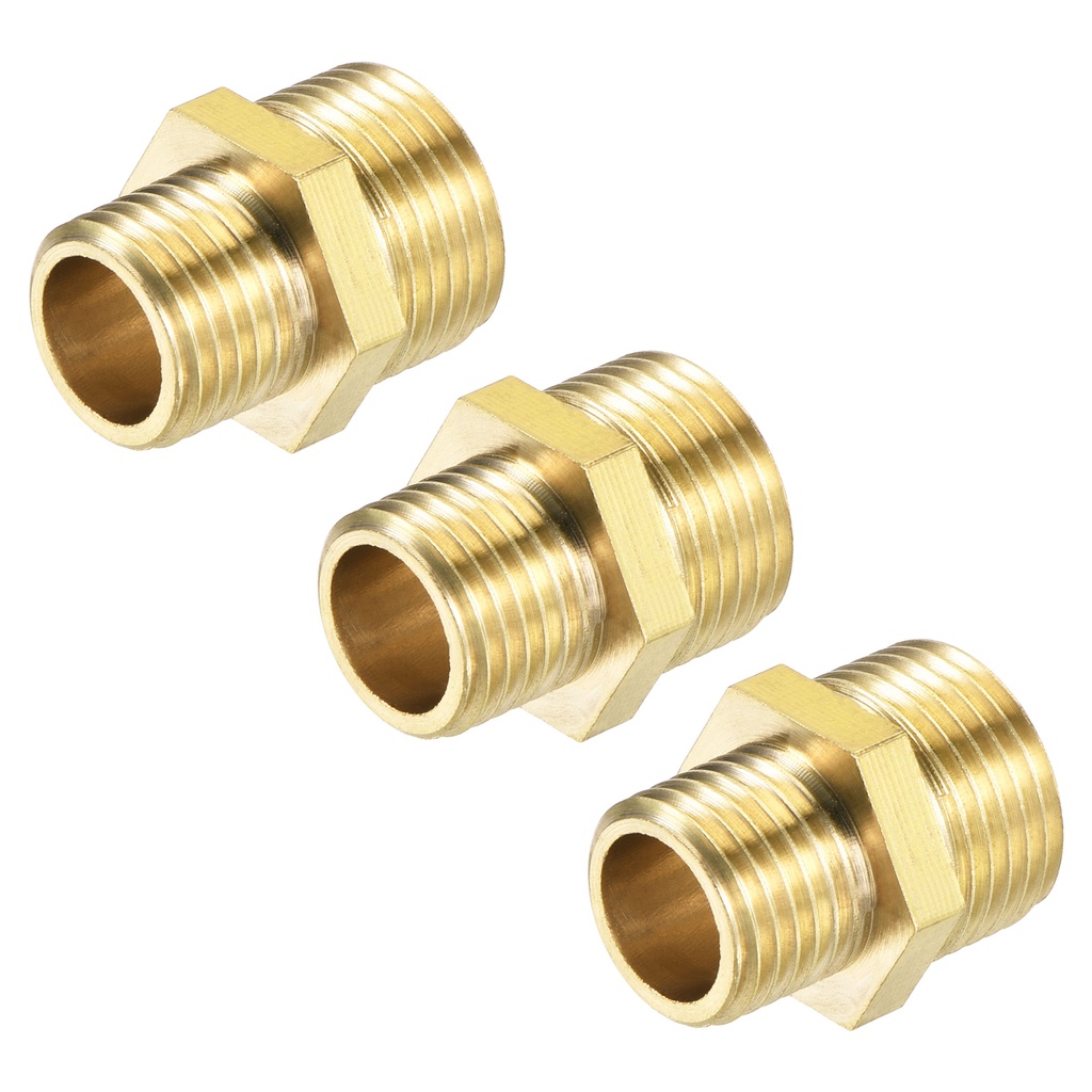 Uxcell 3Pcs Brass Hex Reducer Pipe Fitting G1/4 x G3/8 Male Thread ...