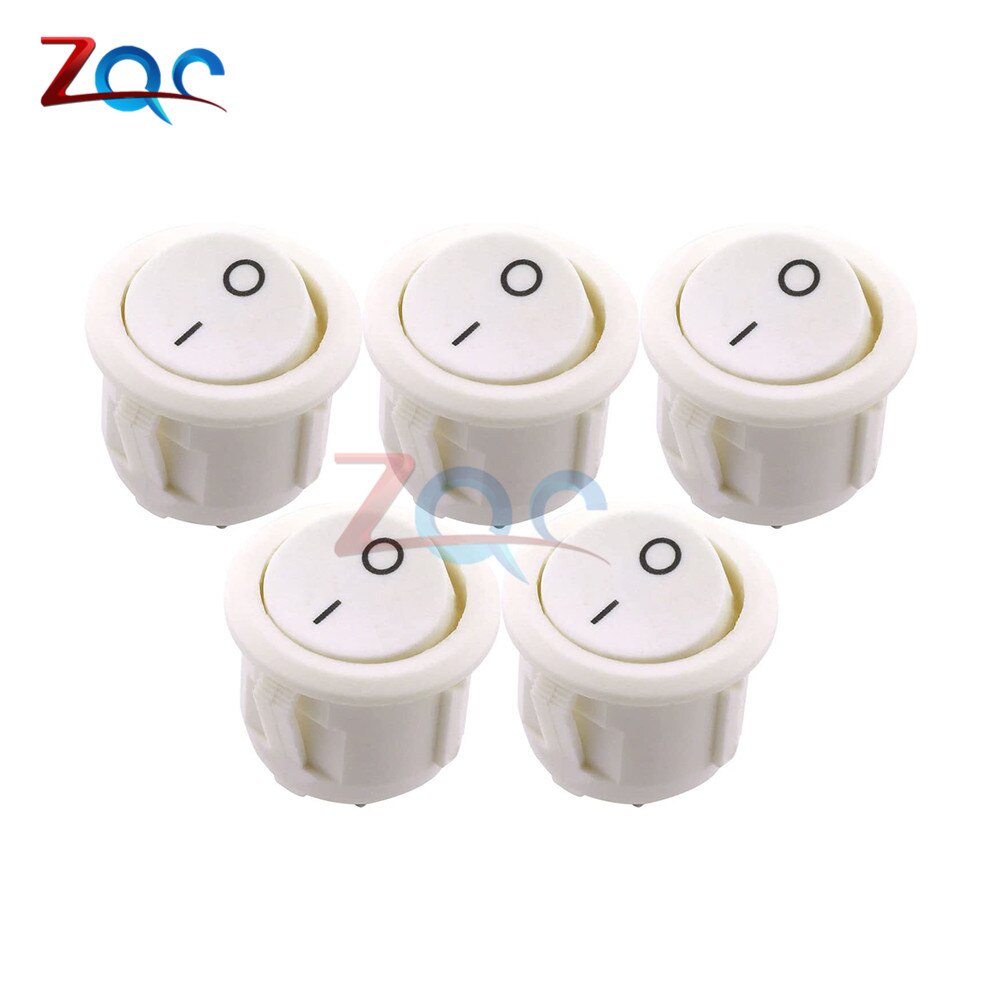 5PCS/Lot KCD1105 Round Rocker Switch 6A 250V AC 10A/125V AC 2 Pin ON