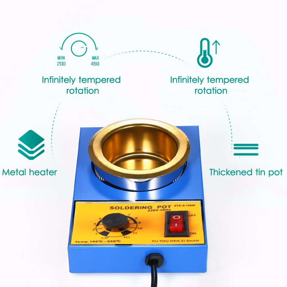 Solder Pot 220V 150W Bath Furnace LeadFree Pot Solder Soldering Tin