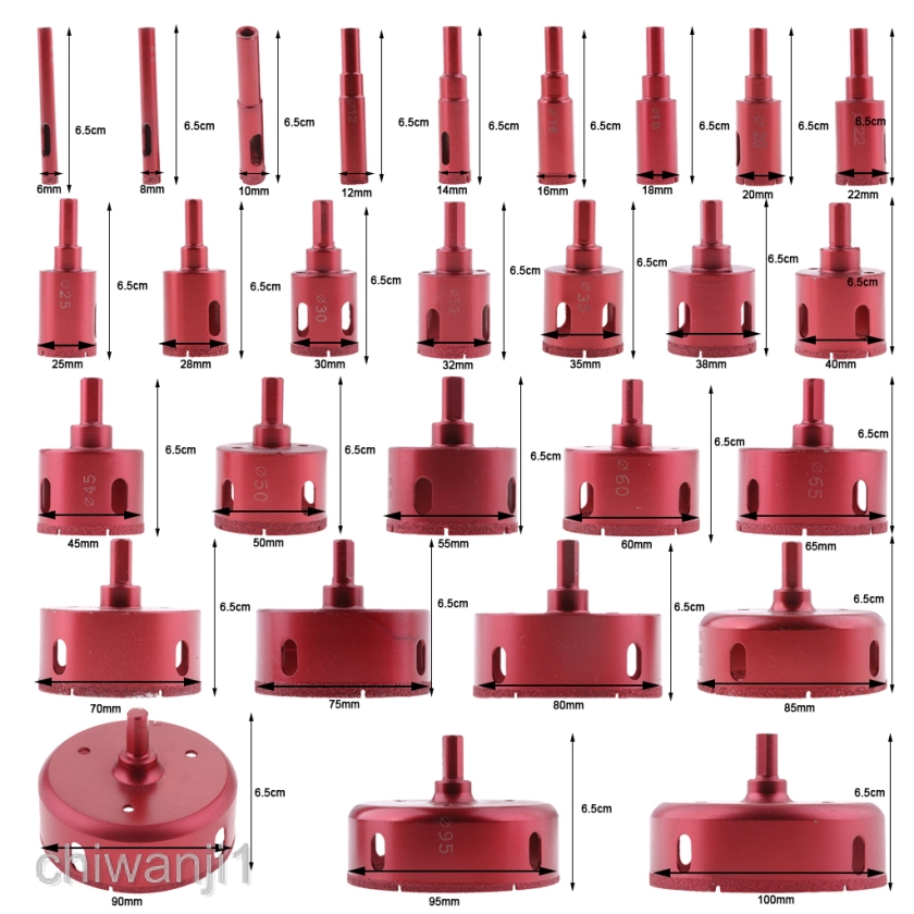 thumbnail image 2 of 5-Piece Diamond Hole Saw Set For Glass, Ceramic & Marble - 4mm To 12mm 2 of 5