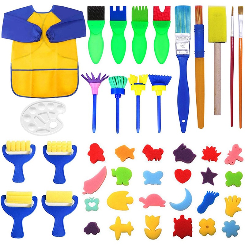 Sponge Paint Brushes Kits, 43 Pcs Kids Painting Brushes Drawing Tools