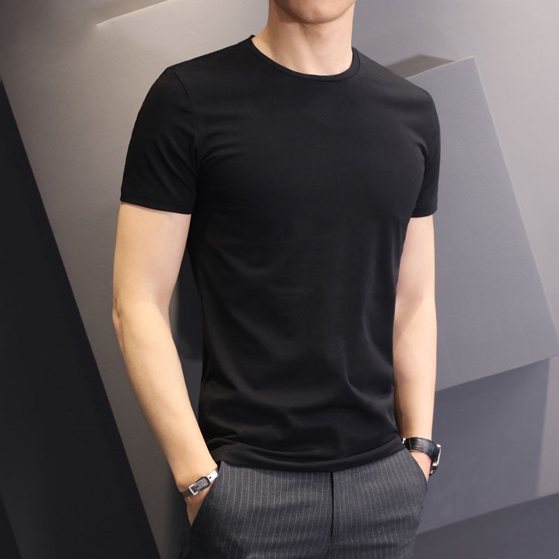 Simple Short-Sleeve Crew Neck Slim T-shirts for Men | Shopee Philippines