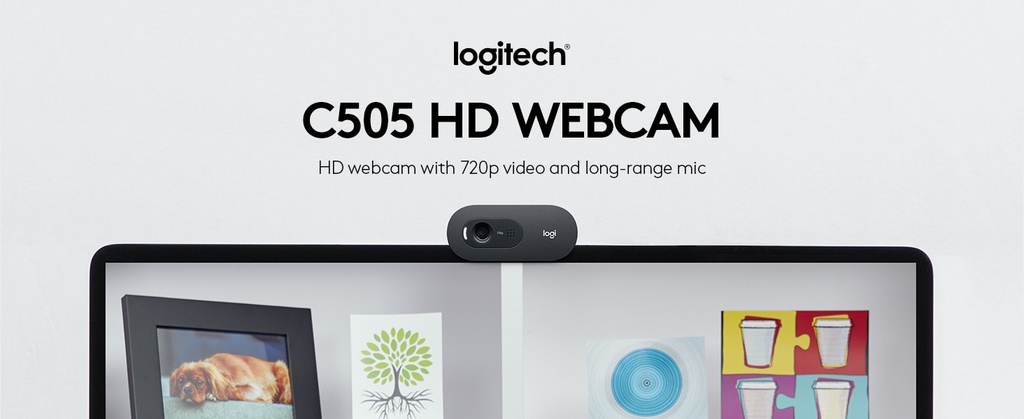  Logitech C505 Webcam - 720p HD External USB Camera for Desktop  or Laptop with Long-Range Microphone, Compatible with PC or Mac :  Electronics