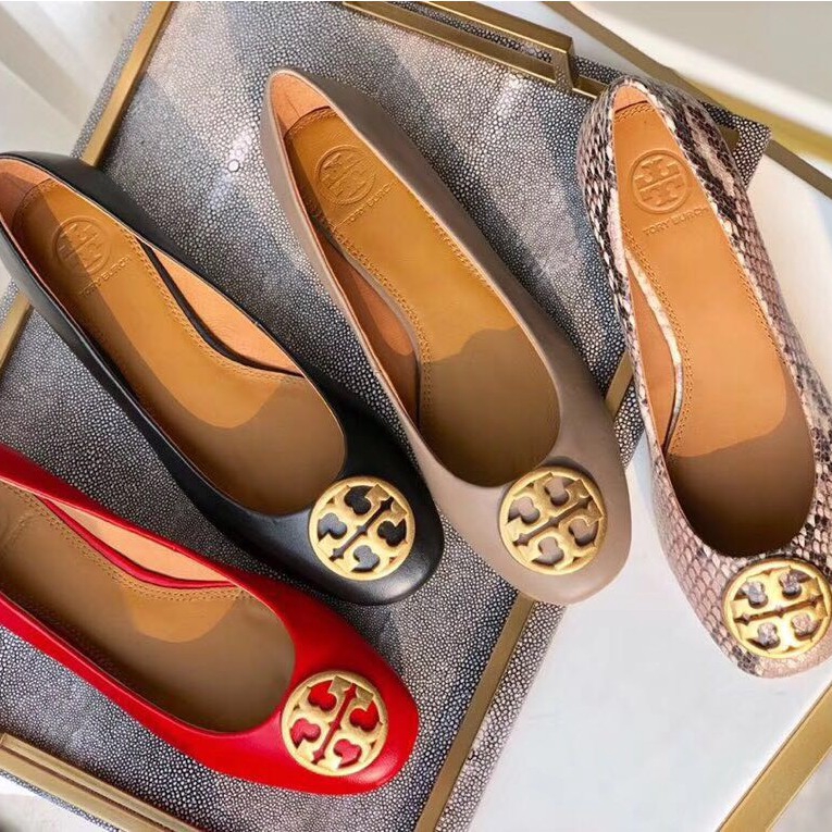 Red tory burch ballet hot sale flats