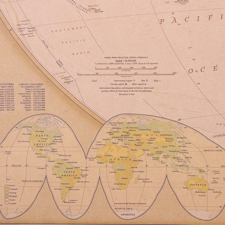 DLKKLB Vintage Retro Matte Kraft Paper World Map Antique Poster Wall ...