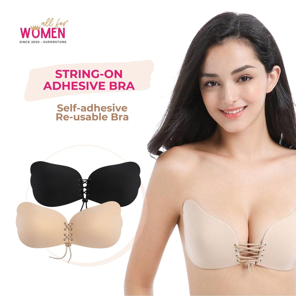 Adhesive Bra Silicone Strapless Bra Re-usable Bra with String to Create  Cleavage Push-up Bra