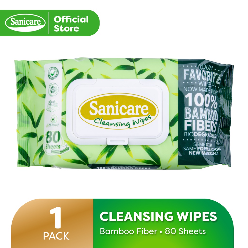 Sanicare Cleansing Wipes 80 Sheets Bamboo Fibers 1 Pack Shopee Philippines