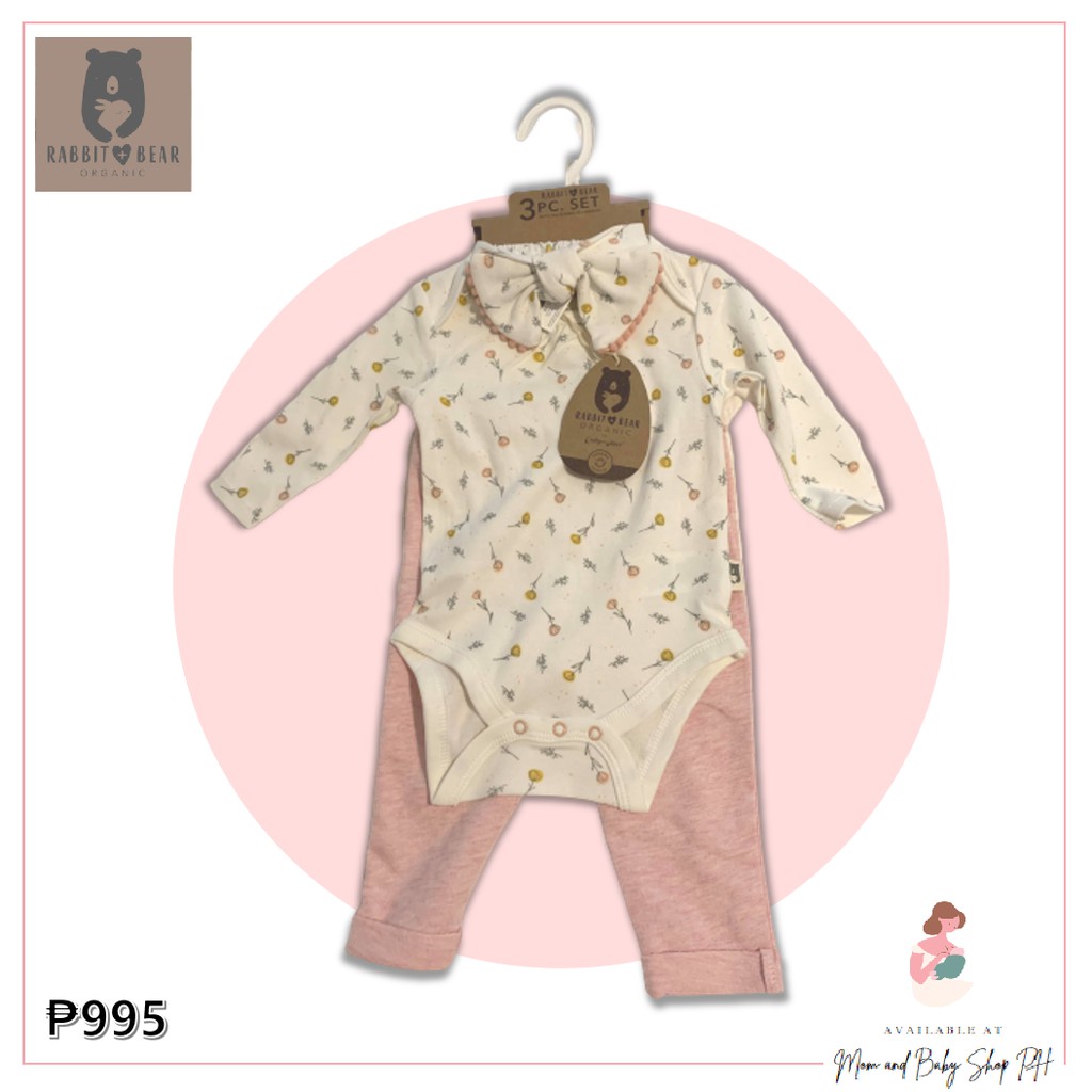 Rabbit Bear Baby Girl Organic 3 pcset Shopee Philippines
