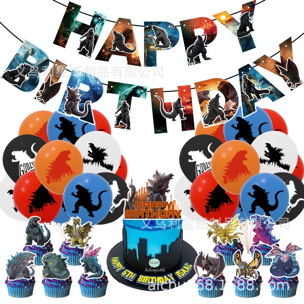Godzilla Vs Kong Birthday Party Decorations Supplies: Banner, Ba-lloons, Cake Toppers Cupcake Toppers Cake Decorations, Ribbon