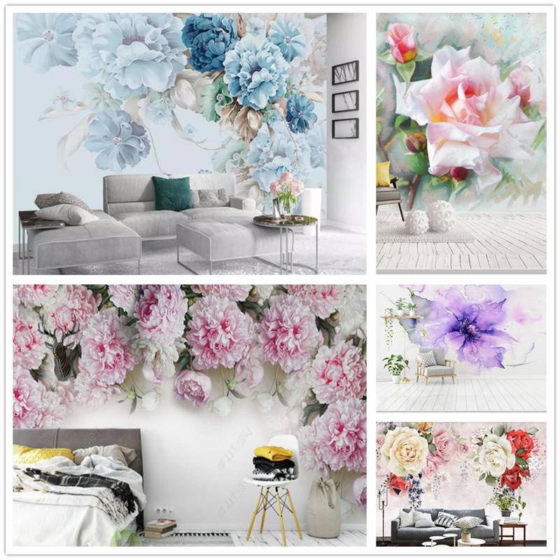 Custom Peony Flower Photo Wallpapers for Bedroom Living Room TV Sofa ...