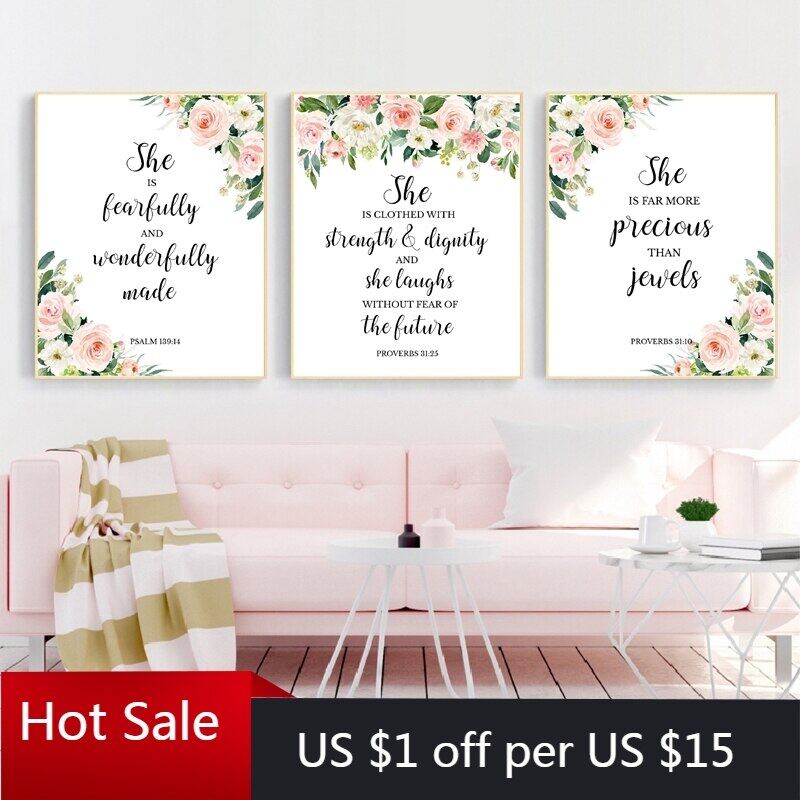 Bible Verses Christian Wall Decor Art Posters And Prints Flowers