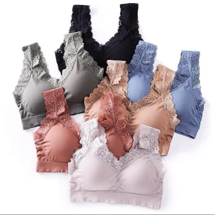 ️ ️ Lace Single Women Bra Easy Wearing Breathable Wireless Push Up ...