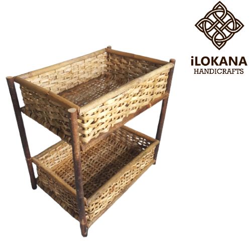 Two Tier Rattan Rack Organizer | Shopee Philippines