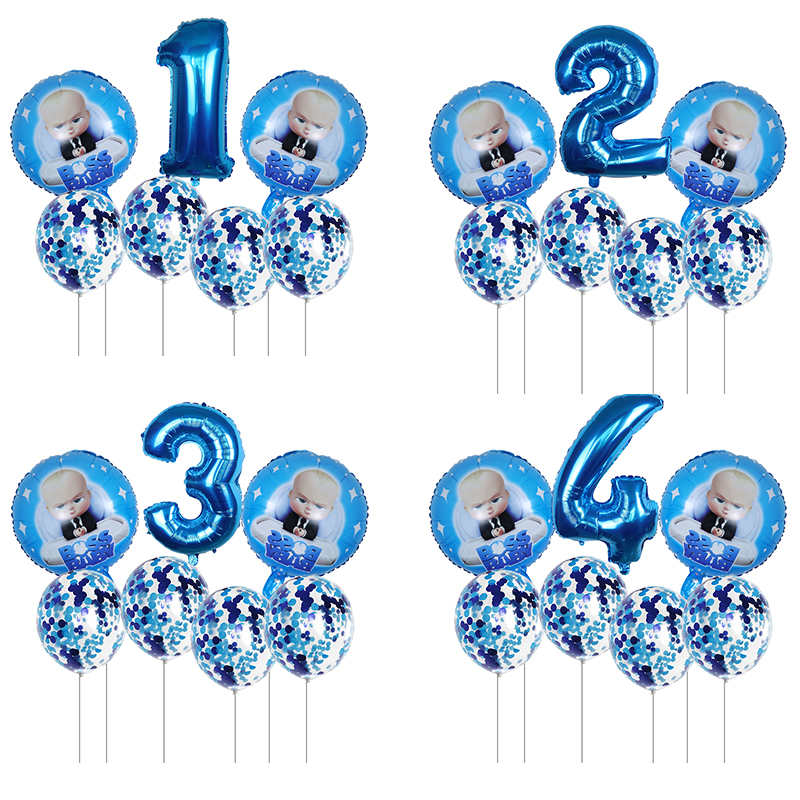 7pcs Boss Baby Aluminum Balloon Kids Boy Girl 1-9 Birthday Party Baby ...