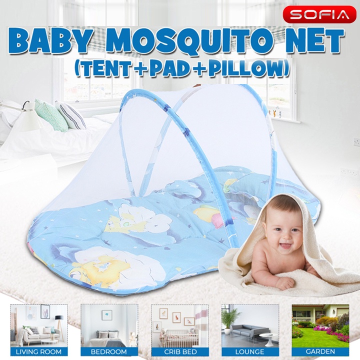 (0BL) Sofia Baby mosquito net with mat pillow new born baby bed nets
