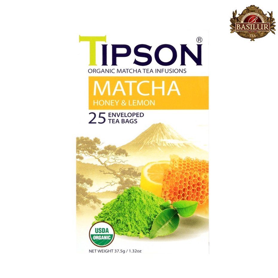 TIPSON Organic Matcha Tea Infusions "Matcha Honey & Lemon" 1.5g x 25