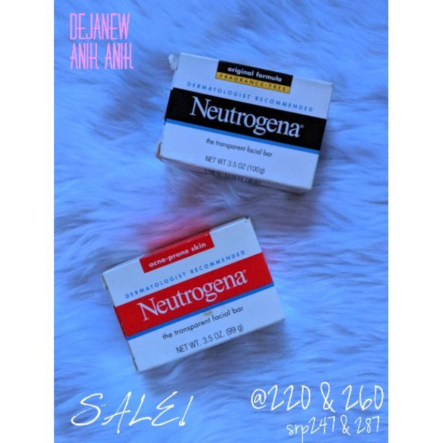 Neutrogena Bar Soap Acne prone (99g) & fragrance free (100g) Shopee