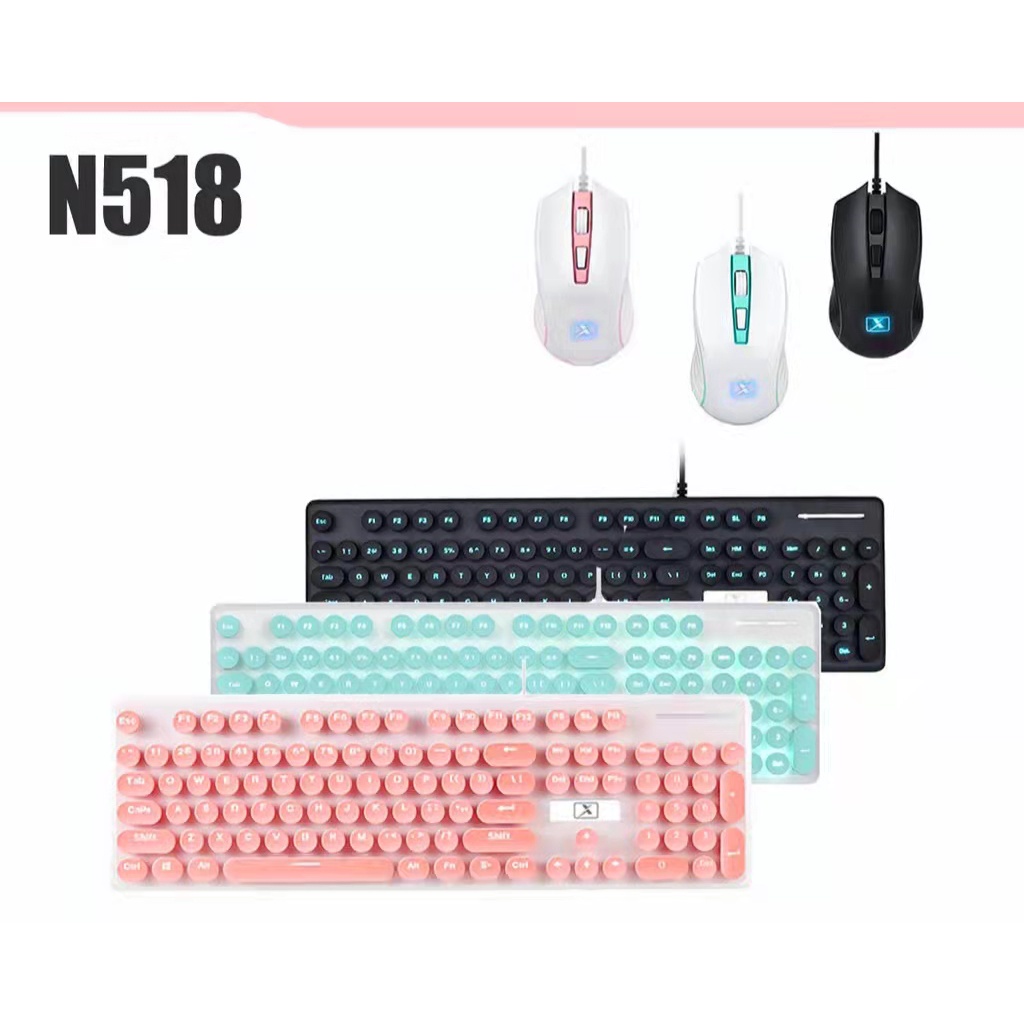 Keyboard And Mouse Set N518 Keyboard set USB Wired Keyboard Silent For ...