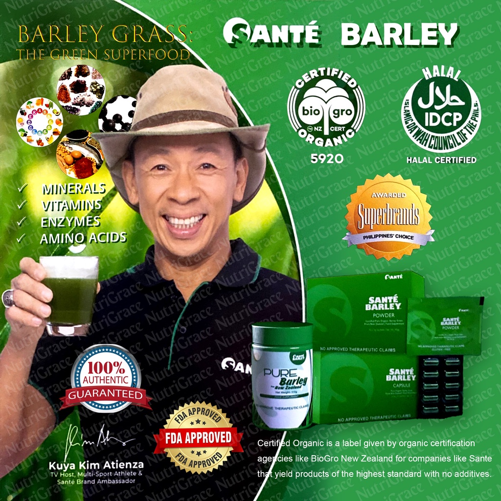 Sante Barley 100 Authentic Certified Pure Organic Barley Grass Powder