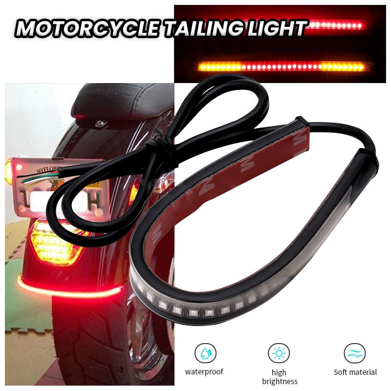 CODPinph Motorcycle Tail Signal Light Flexible Tail Light Strip Back