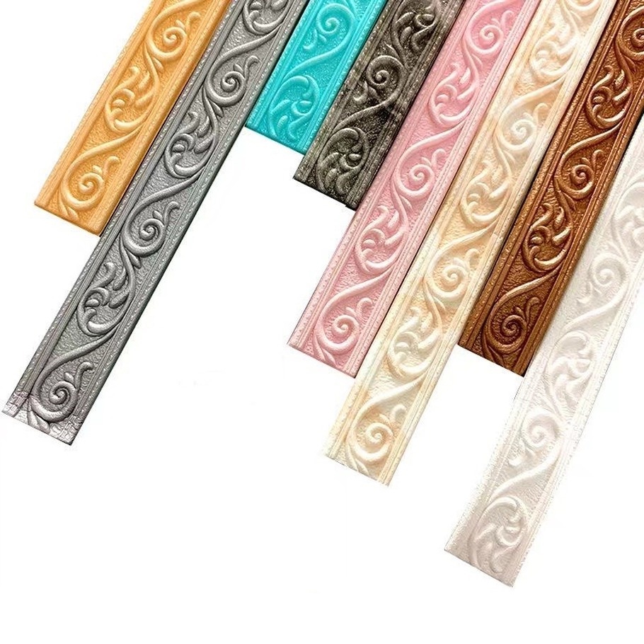 1M Foam Baseboard 3D Pattern Self-adhesive Waterproof Wall Sticker ...