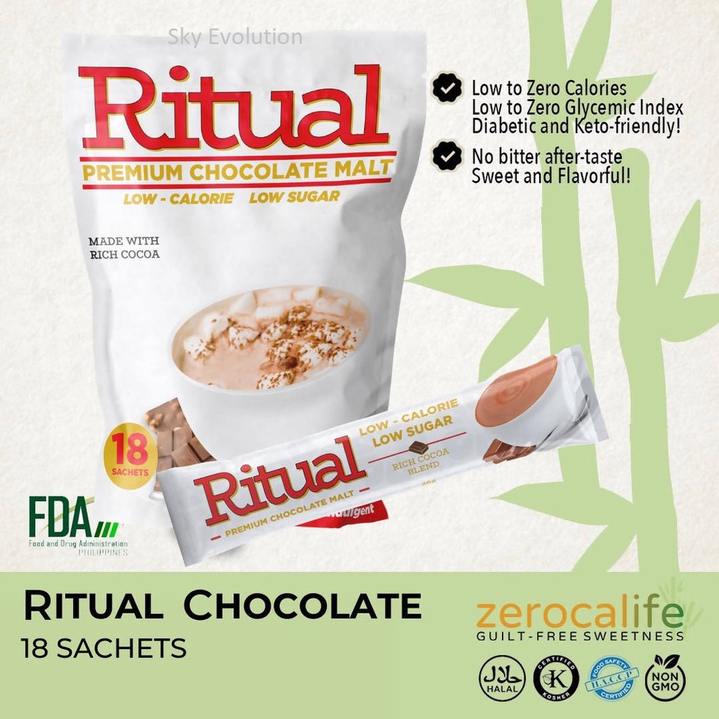 Ritual Premium Chocolate Malt Drink, low to zero calorie, Diabetic and ...