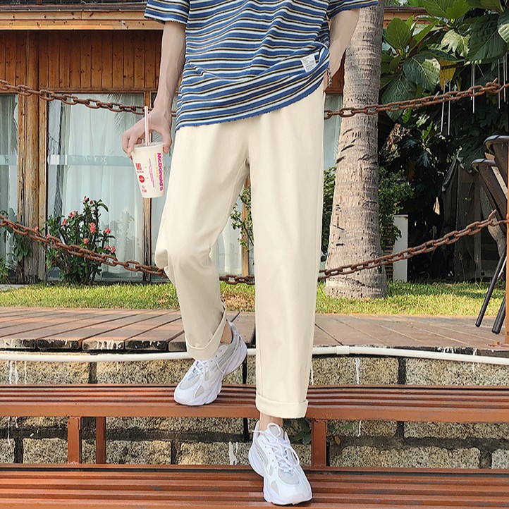 【S-5XL】Plus Size 5 Color Summer Men's Korean Style Plain Trouser Pants ...