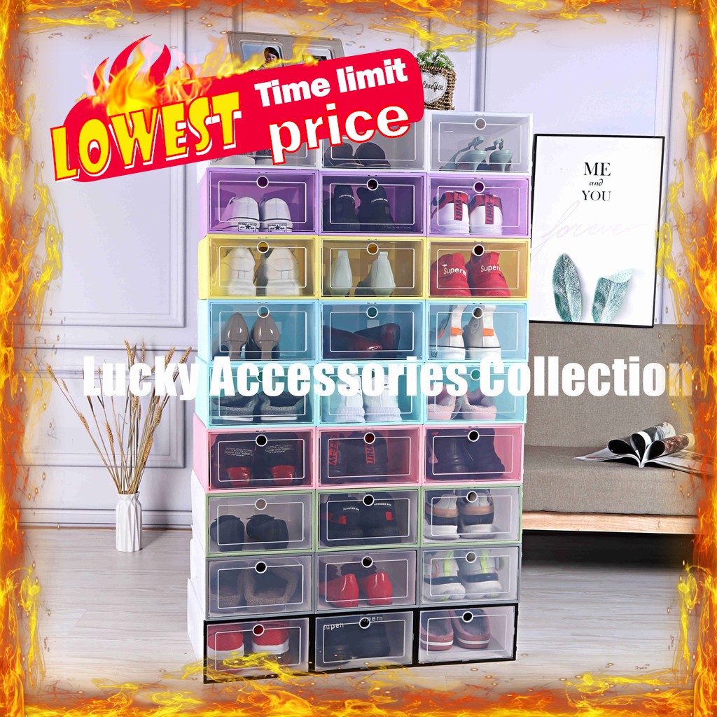 Colorful Stockable Shoe Box Clear Door Stackable Storage Organizer 1 ...