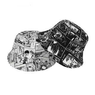 Bhtv Luffy Bucket Hat One Piece Anime Cotton Embroidery Summer Basin Hat Panama Flat Caps Fashion Casual Outdoor Fishing Hats White