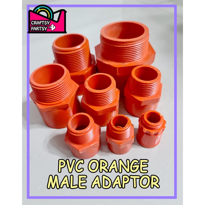PVC electric Fittings Orange male adaptor with lock nut / male adapter