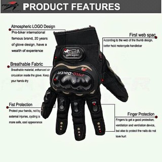 DUHAN Carbon Fiber Motorcycle Motorbike Racing Gloves Full Size Black ...
