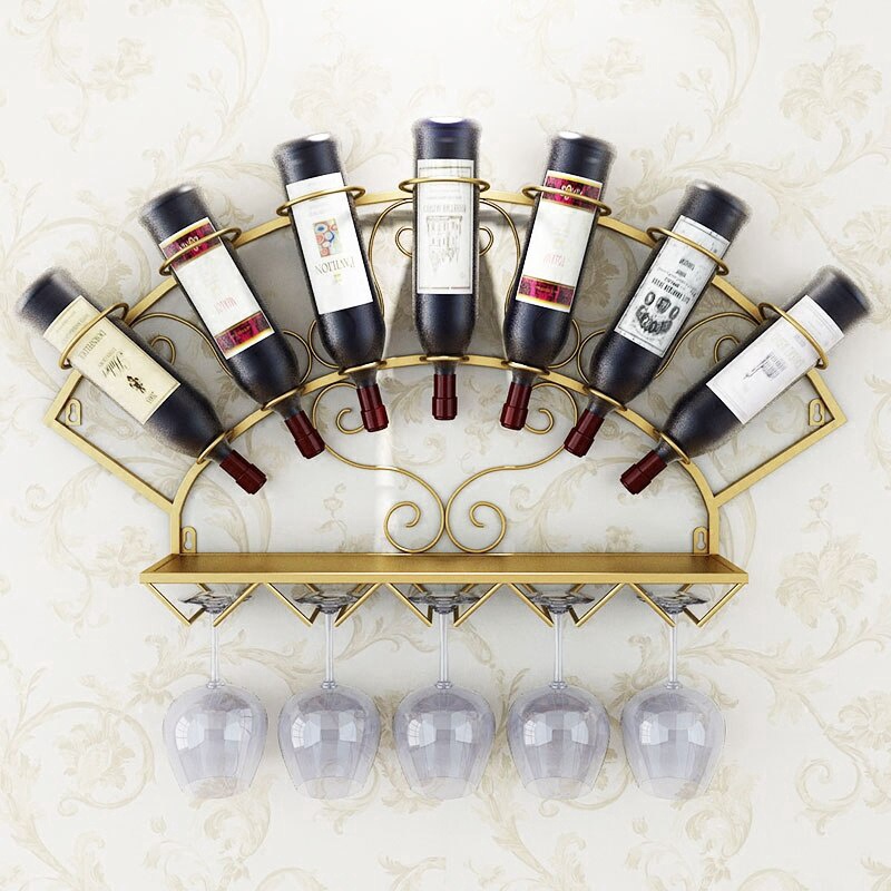 #Metal Wine Holder Rack for 7 Bottles Wall Mounted Wine Bottle Display ...