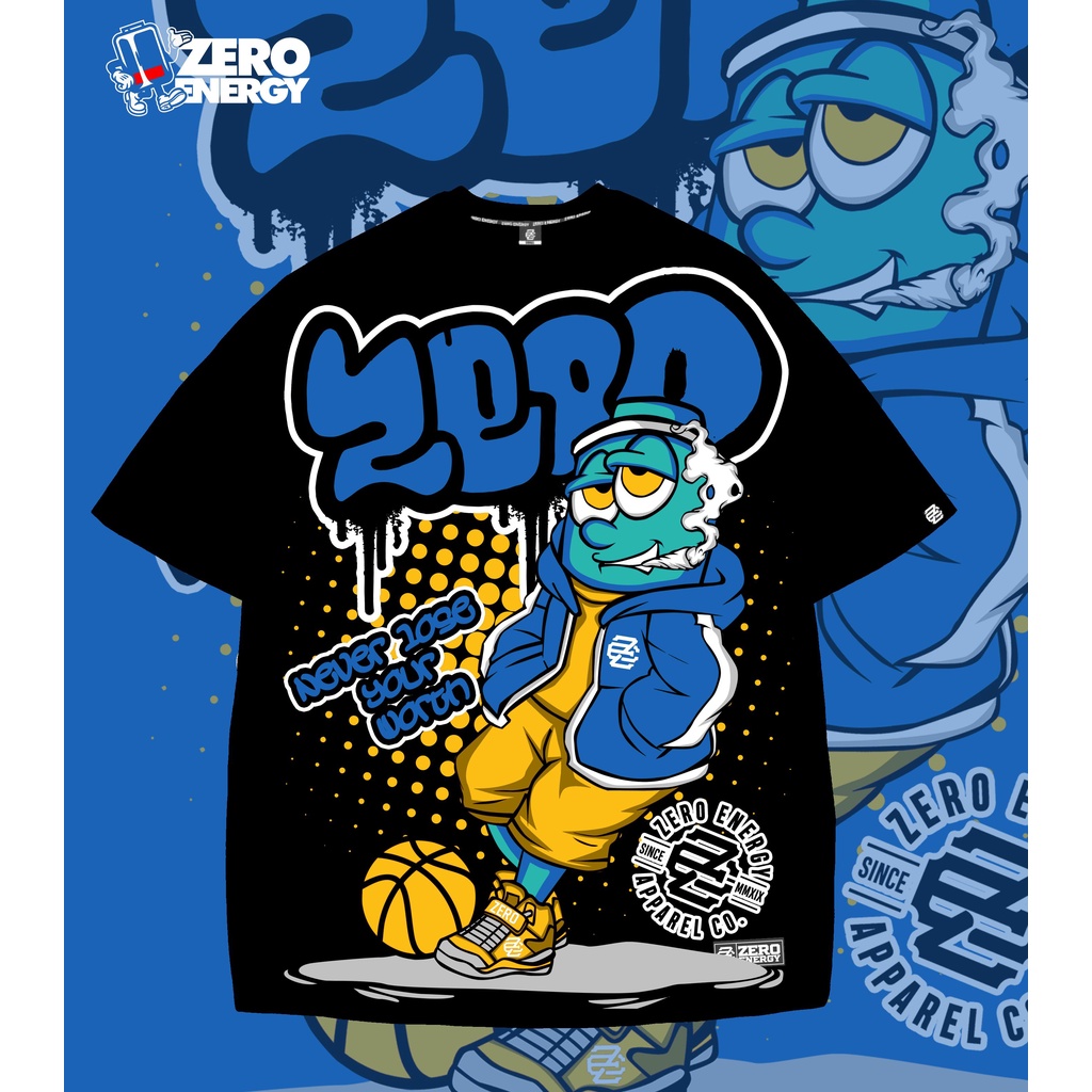 ZERO ENERGY - RAKUGAKI T-SHIRT (BLUE-BLACK)