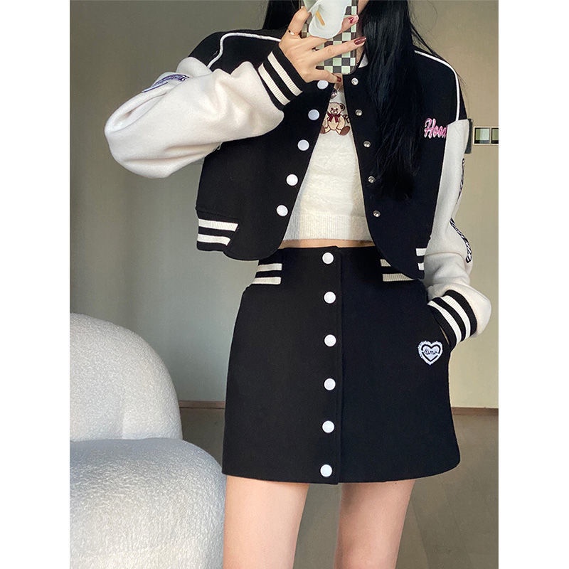 Korean Style Sweet Hot Baseball Uniform Short Jacket Women Shopee
