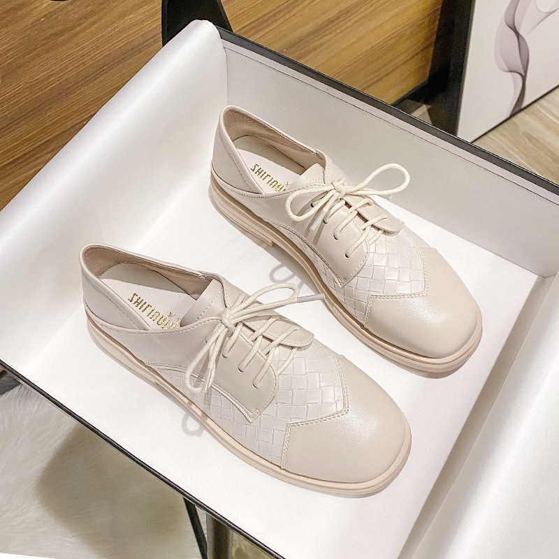 Large Size Women's Shoes 4143 Small Leather Shoes Female British Style