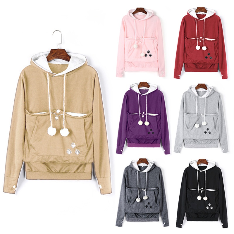 breathe Pet Holder Carrier Couples Hoodie Long Sleeve Cat Ear Kangaroo