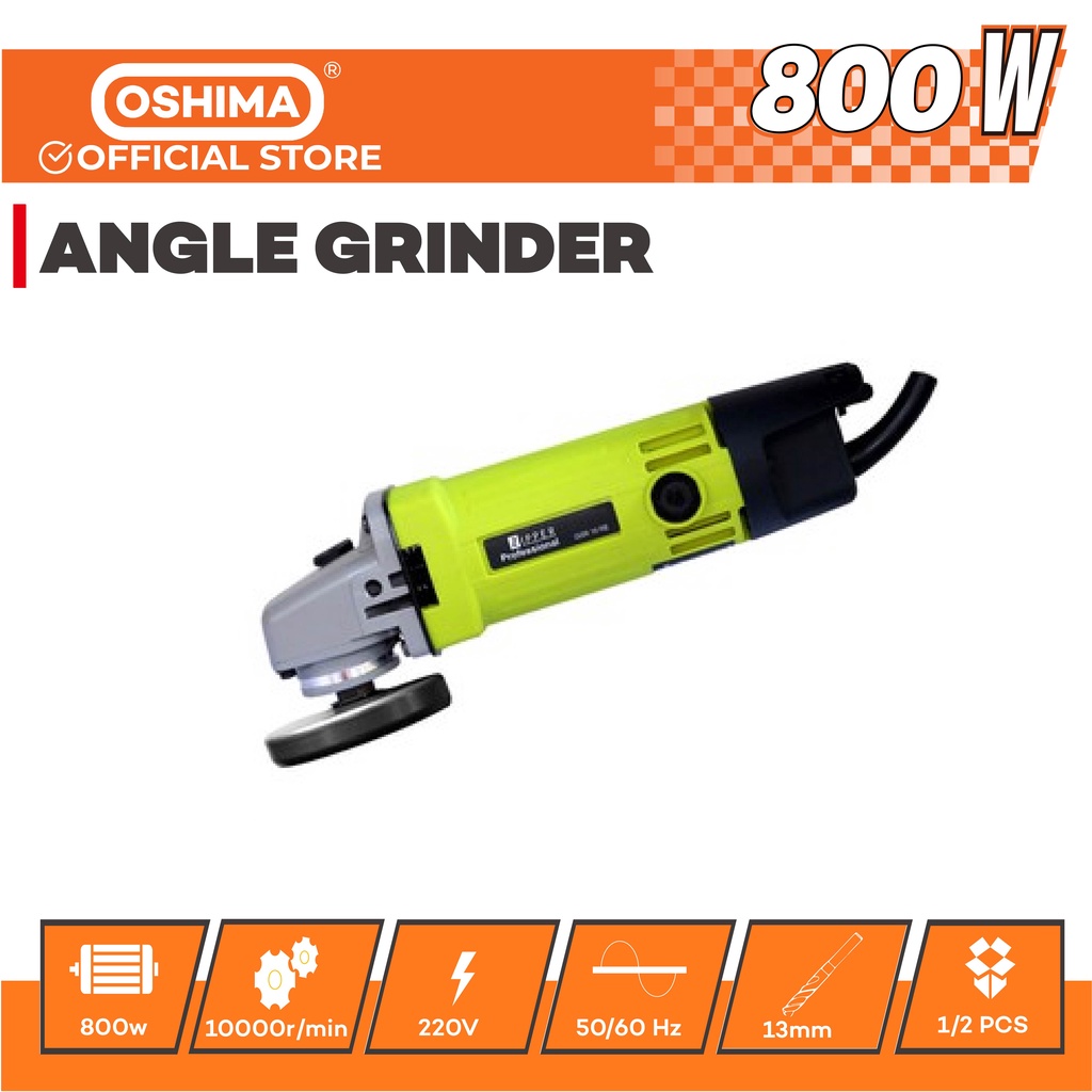 OSHIMA Zipper 800w Electric Hand Angle Grinder Large Power for Wood, Metal, Tiles Shopee